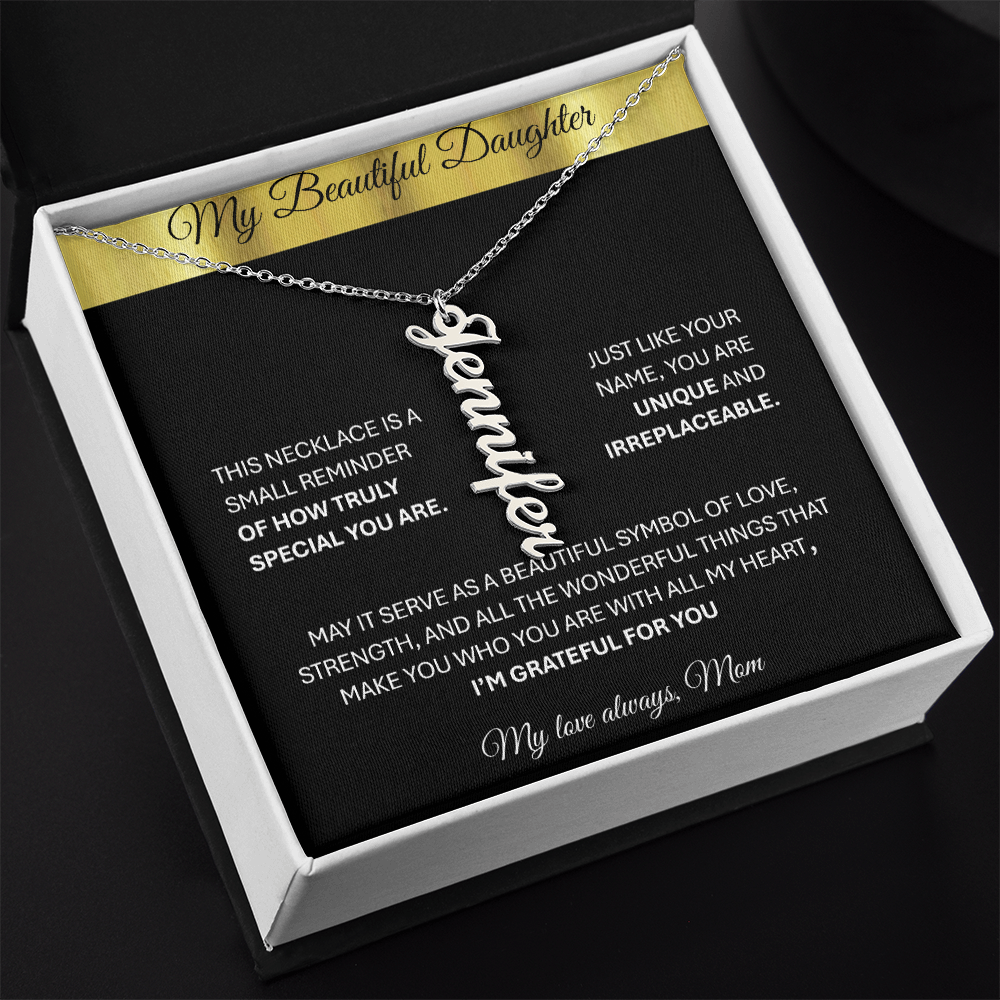 Unique Custom Vertical Name Gold Necklace – Personalized Keepsake Jewelry