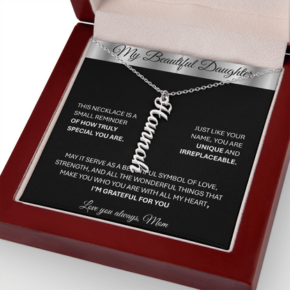Unique Custom Vertical Name Gold Necklace – Personalized Keepsake Jewelry