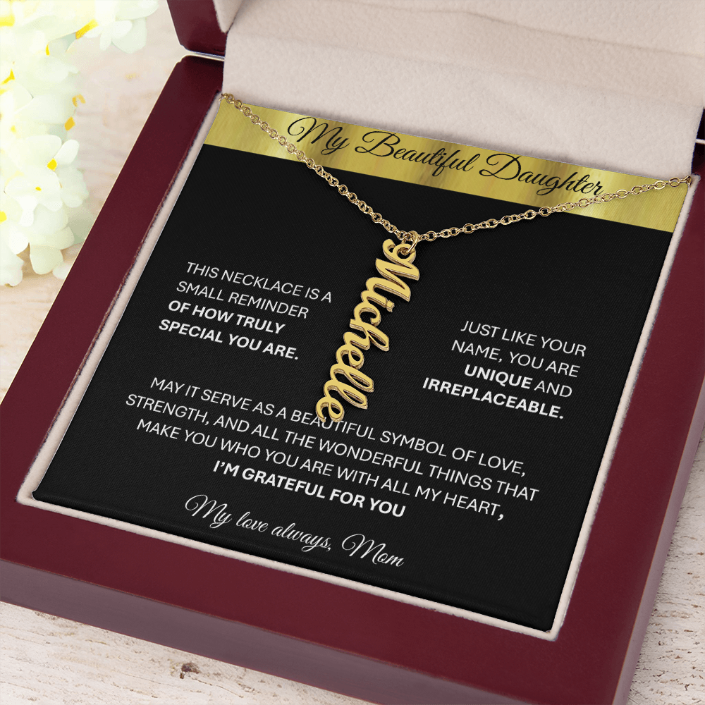 Unique Custom Vertical Name Gold Necklace – Personalized Keepsake Jewelry
