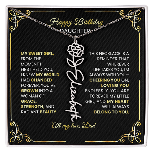 🌸 Birth Flower Personalized Necklace – Custom Name Jewelry Gift