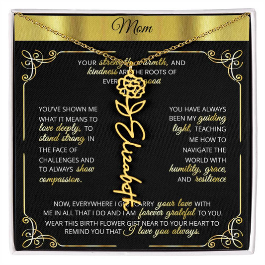 Personalized Gold Birth Flower Name Necklace 🌸 Custom Mom & Grandma Gift | Handmade Floral Pendant Jewelry