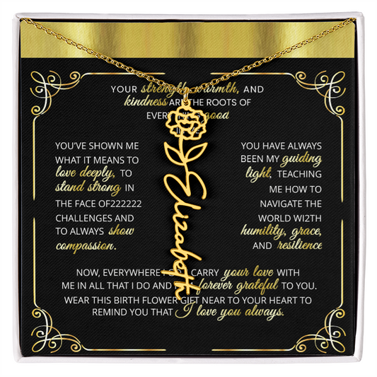 1 Elegant 🌼 GOLD 🌼 Birth Flower Name Necklace for Moms - Heartfelt Keepsake 1