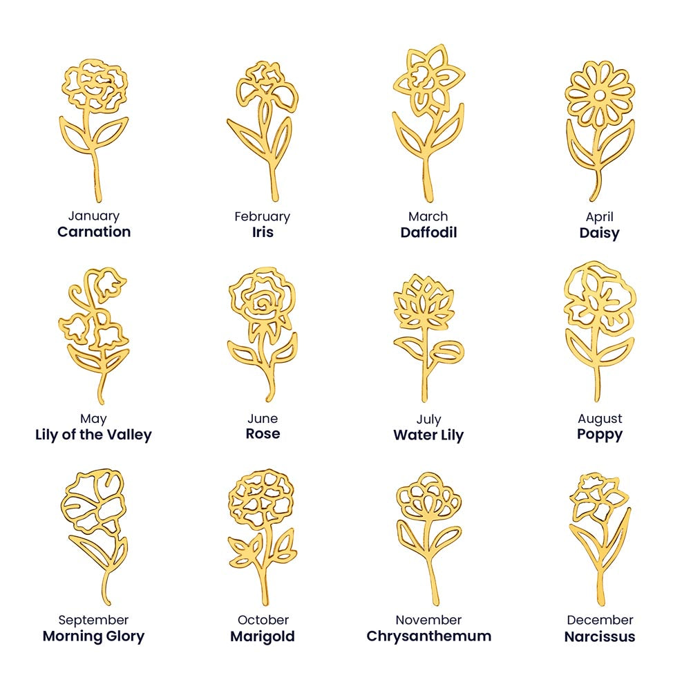 Elegant 🌼 GOLD 🌼 Birth Flower Name Necklace for Moms - Heartfelt Keepsake