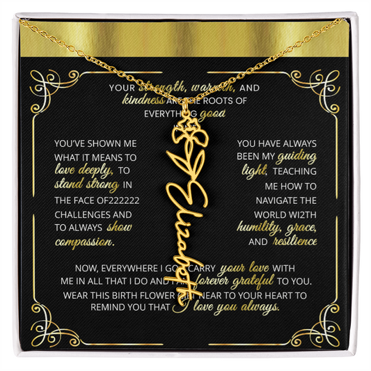 1 Elegant 🌼 GOLD 🌼 Birth Flower Name Necklace for Moms - Heartfelt Keepsake 1