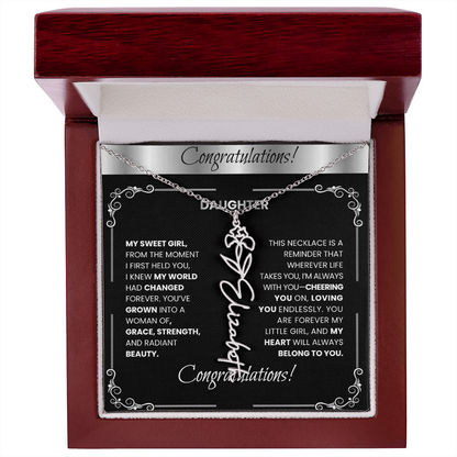Elegant 🌸 SILVER 🌸Birth Flower Name Necklace for Daughter - Heartfelt Birthday Keepsake