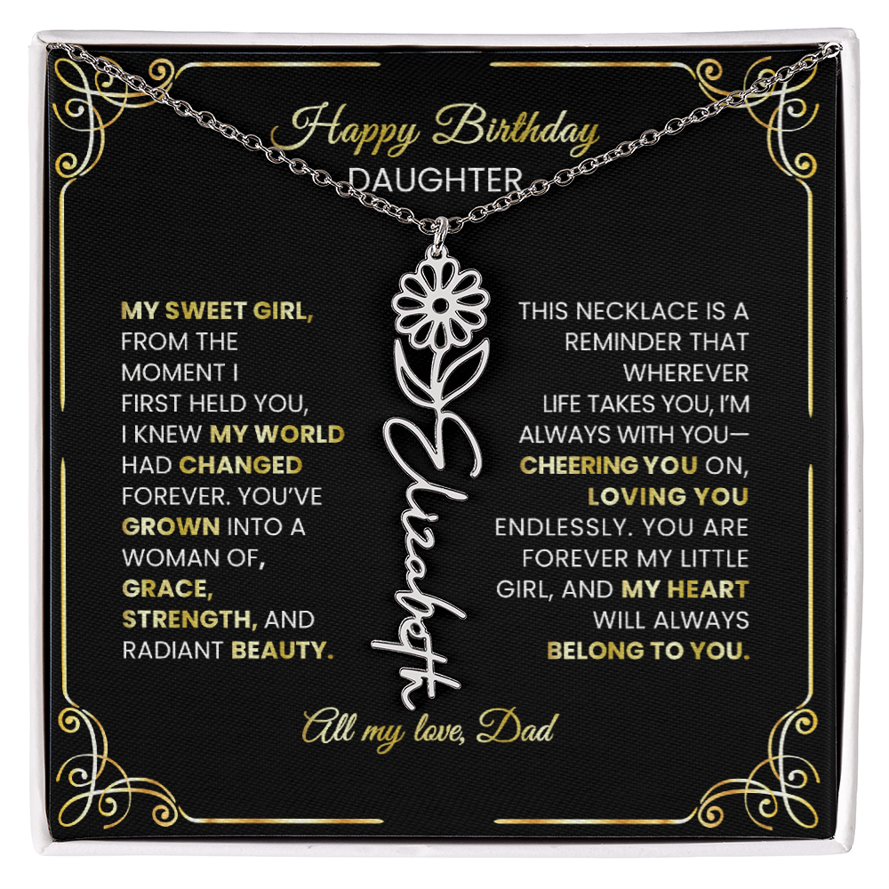 🌸 Birth Flower Personalized Necklace – Custom Name Jewelry Gift