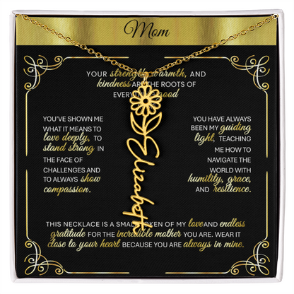 Elegant 🌼 GOLD 🌼 Birth Flower Name Necklace for Moms - Heartfelt Keepsake