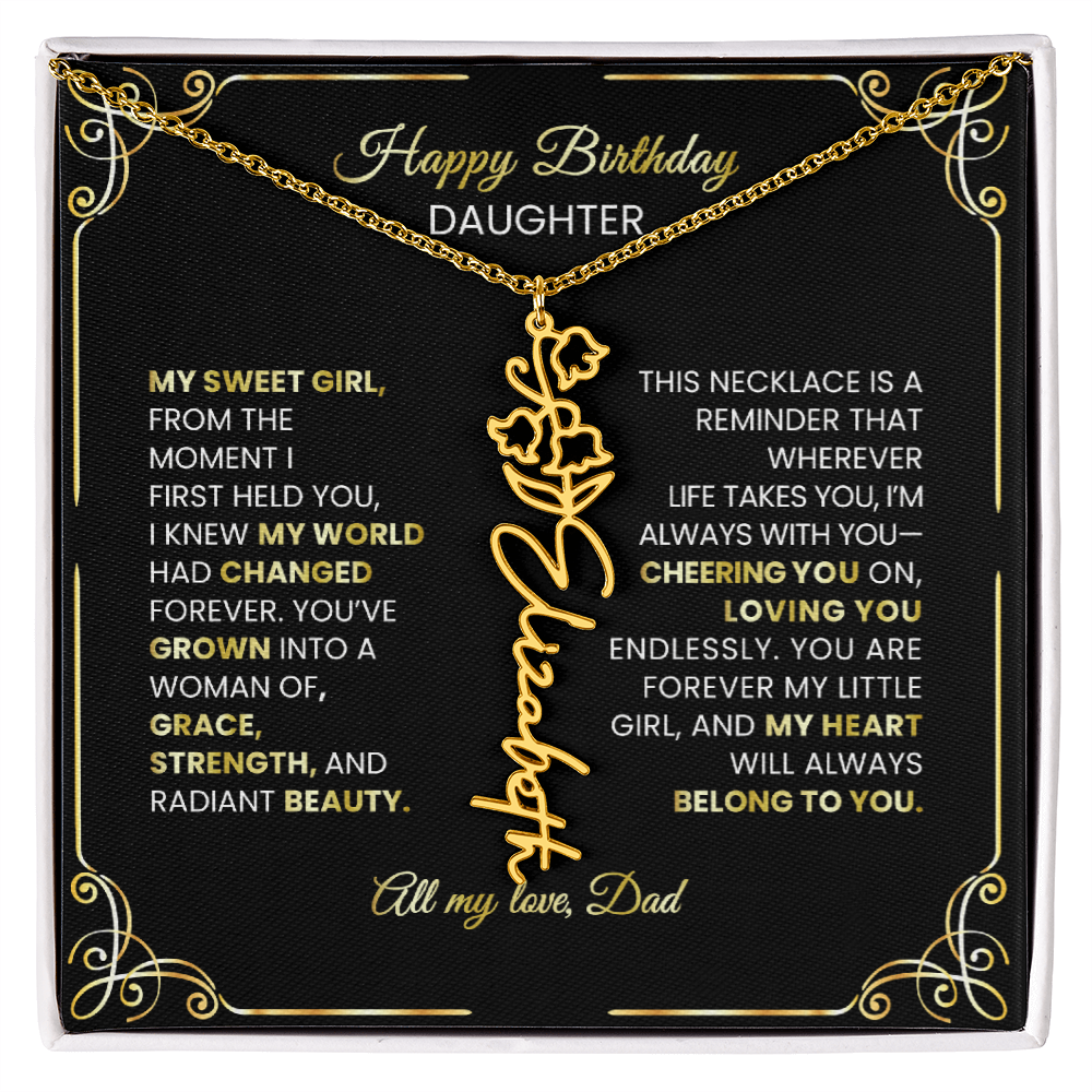 🌸 Birth Flower Personalized Necklace – Custom Name Jewelry Gift