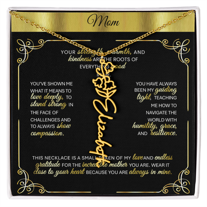 Elegant 🌼 GOLD 🌼 Birth Flower Name Necklace for Moms - Heartfelt Keepsake