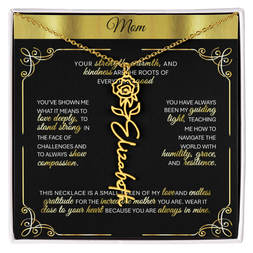 Elegant 🌼 GOLD 🌼 Birth Flower Name Necklace for Moms - Heartfelt Keepsake