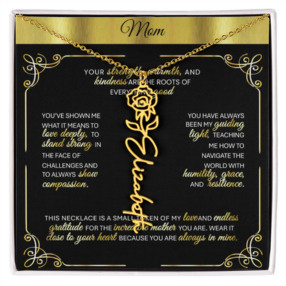 Elegant 🌼 GOLD 🌼 Birth Flower Name Necklace for Moms - Heartfelt Keepsake
