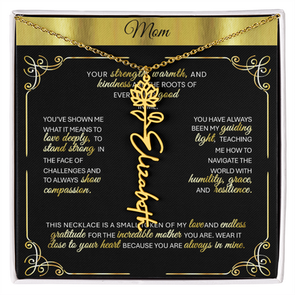 Elegant 🌼 GOLD 🌼 Birth Flower Name Necklace for Moms - Heartfelt Keepsake