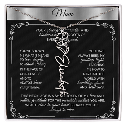 Elegant ✨ SILVER ✨ Birth Flower Name Necklace for Moms - Heartfelt Gift