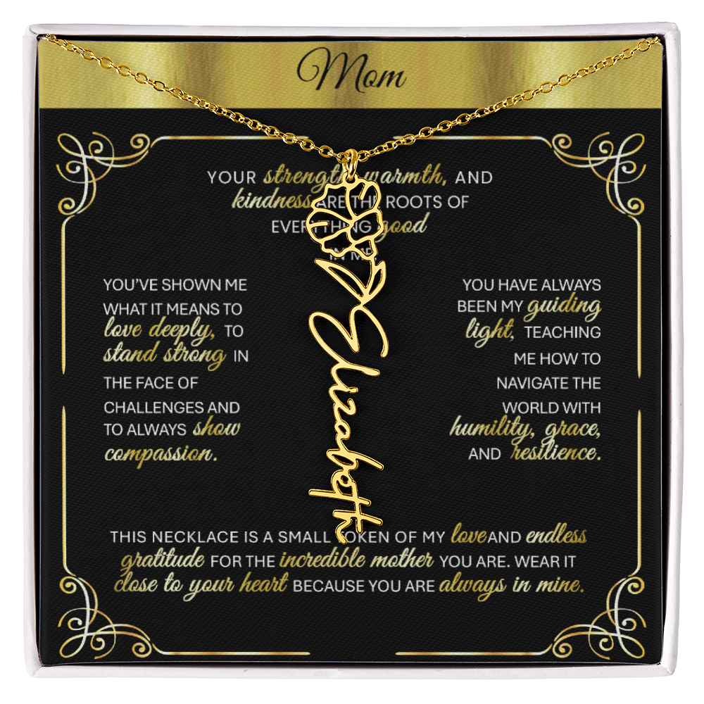 Elegant 🌼 GOLD 🌼 Birth Flower Name Necklace for Moms - Heartfelt Keepsake