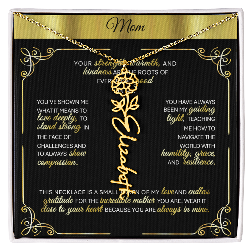 Elegant 🌼 GOLD 🌼 Birth Flower Name Necklace for Moms - Heartfelt Keepsake