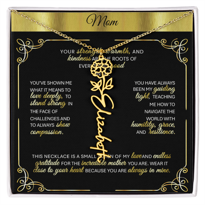 Elegant 🌼 GOLD 🌼 Birth Flower Name Necklace for Moms - Heartfelt Keepsake
