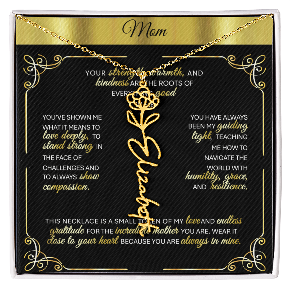 Elegant 🌼 GOLD 🌼 Birth Flower Name Necklace for Moms - Heartfelt Keepsake