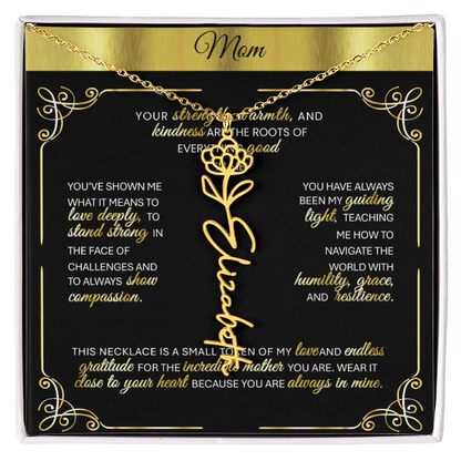 Elegant 🌼 GOLD 🌼 Birth Flower Name Necklace for Moms - Heartfelt Keepsake