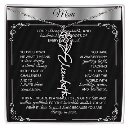 Elegant ✨ SILVER ✨ Birth Flower Name Necklace for Moms - Heartfelt Gift