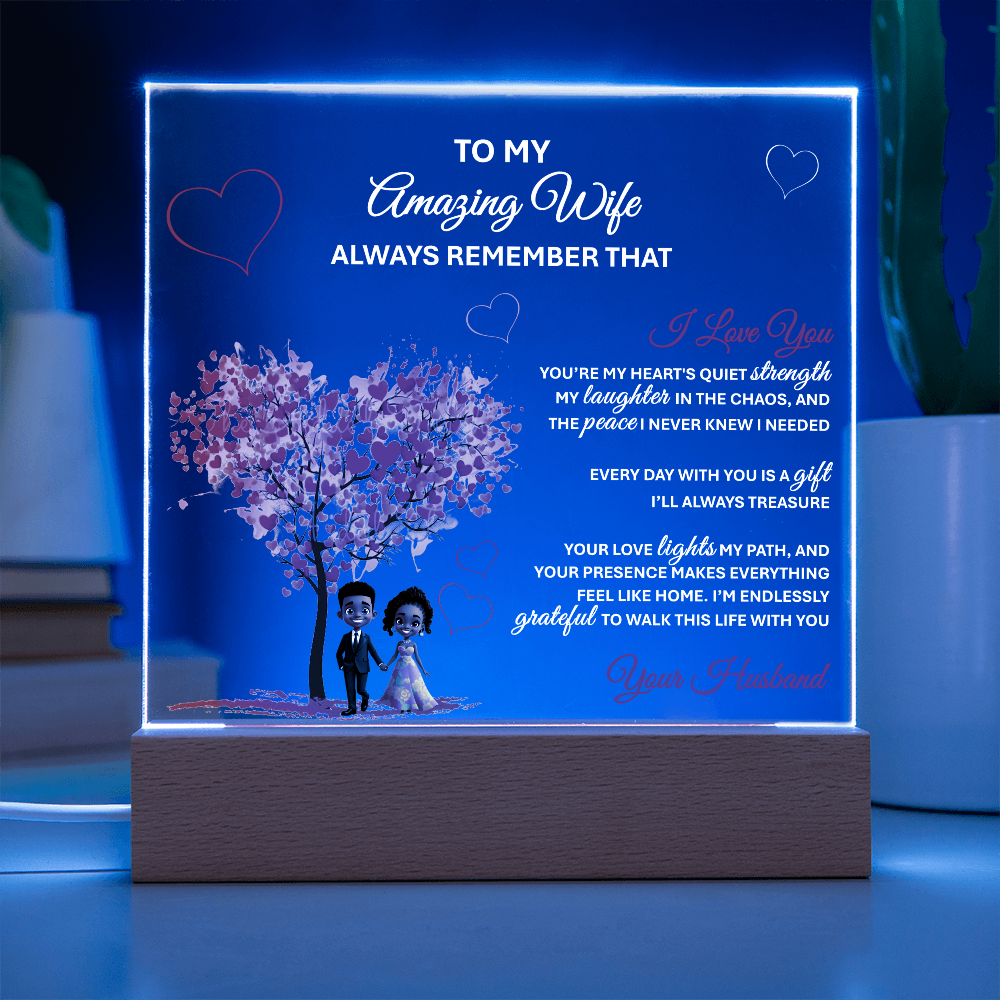 To My Amazing Wife – Heartfelt Gift Plaque with Romantic Message of Love and Gratitude