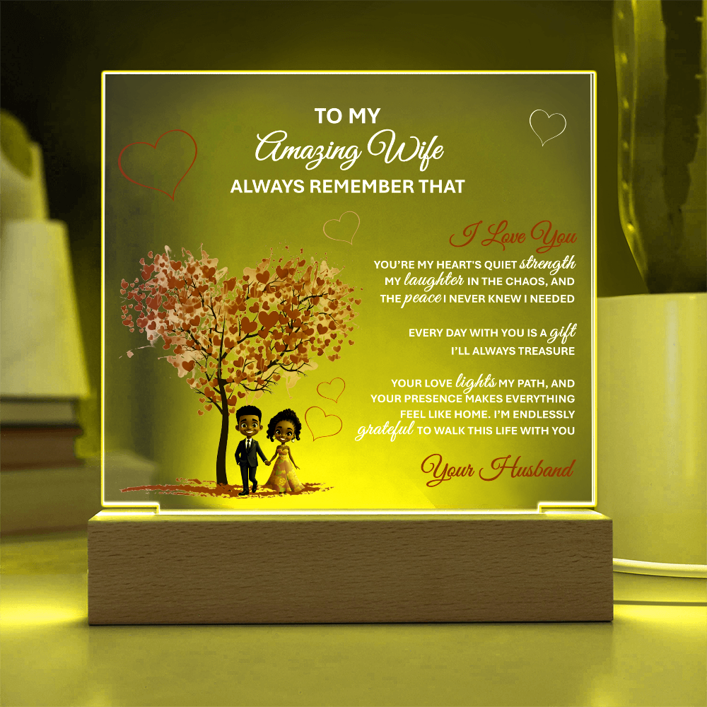 To My Amazing Wife – Heartfelt Gift Plaque with Romantic Message of Love and Gratitude