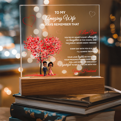 To My Amazing Wife – Heartfelt Gift Plaque with Romantic Message of Love and Gratitude