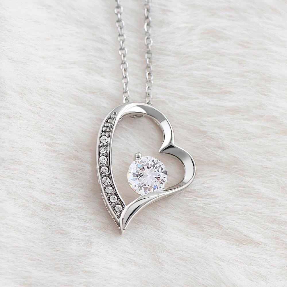 Forever Love Silver Necklace for Daughter – Heart-Shaped Silver Pendant Gift from Parent