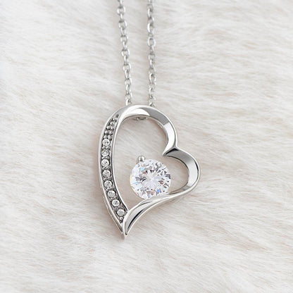 Forever Love Silver Necklace for Daughter – Heart-Shaped Silver Pendant Gift from Parent