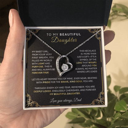 Forever Love Gold Necklace - Beautiful Heart-Shaped Pendant Gift from Dad or Mom