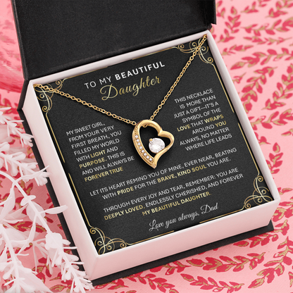 Forever Love Gold Necklace - Beautiful Heart-Shaped Pendant Gift from Dad or Mom