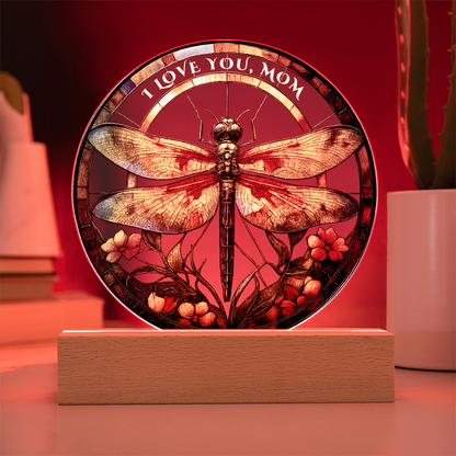 Stained Glass Dragonfly Acrylic Plaque – Elegant Gift for Mom