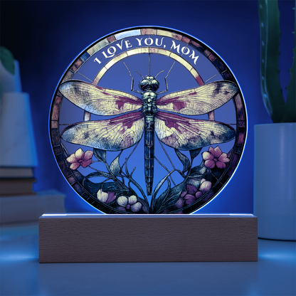 Stained Glass Dragonfly Acrylic Plaque – Elegant Gift for Mom