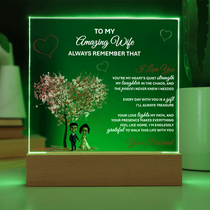 To My Amazing Wife – Heartfelt Gift Plaque with Romantic Message of Love and Gratitude