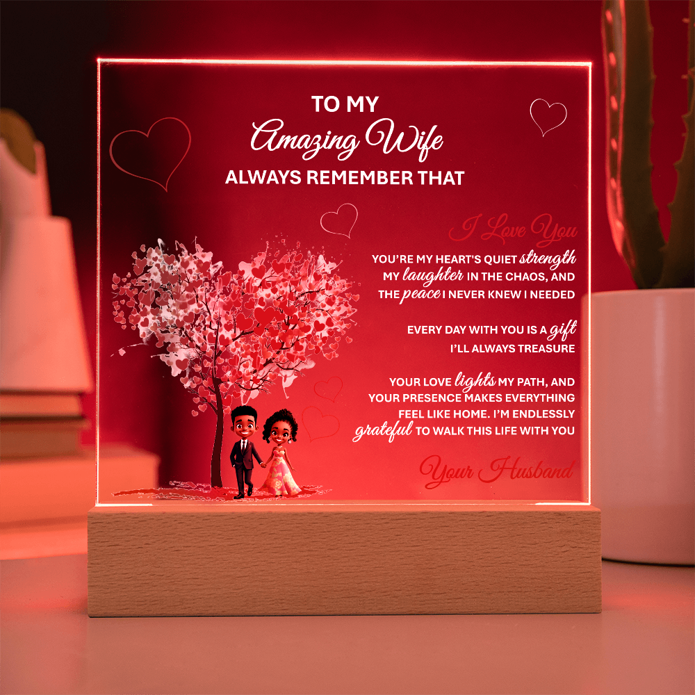 To My Amazing Wife – Heartfelt Gift Plaque with Romantic Message of Love and Gratitude