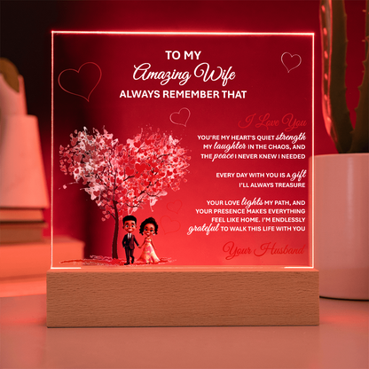 To My Amazing Wife – Heartfelt Gift Plaque with Romantic Message of Love and Gratitude