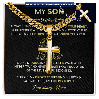Men's Gold Cross Cuban Chain Necklace – Symbol of Strength & Faith 3