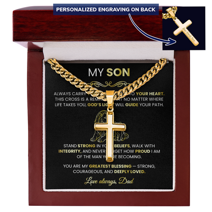 Men's Gold Cross Cuban Chain Necklace – Symbol of Strength & Faith 3