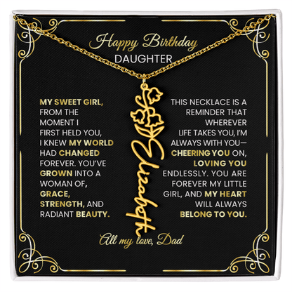 🌸 Birth Flower Personalized Necklace – Custom Name Jewelry Gift - TheBestGiftPlace