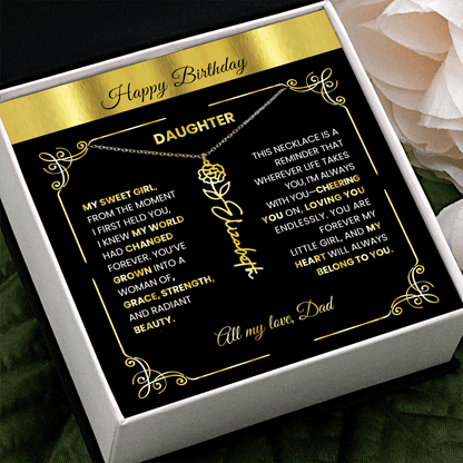 Elegant Birth Flower Name Necklace for Daughter - Heartfelt Birthday Keepsake 🌸 - TheBestGiftPlace