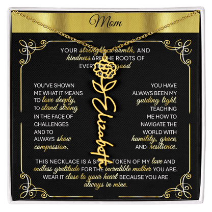 Elegant ✨ GOLD ✨ Birth Flower Name Necklace for Moms - Heartfelt Gift - TheBestGiftPlace