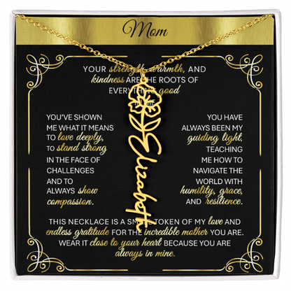 Elegant ✨ GOLD ✨ Birth Flower Name Necklace for Moms - Heartfelt Gift - TheBestGiftPlace