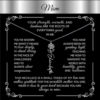Elegant ✨ SILVER ✨ Birth Flower Name Necklace for Moms - Heartfelt Gift - TheBestGiftPlace