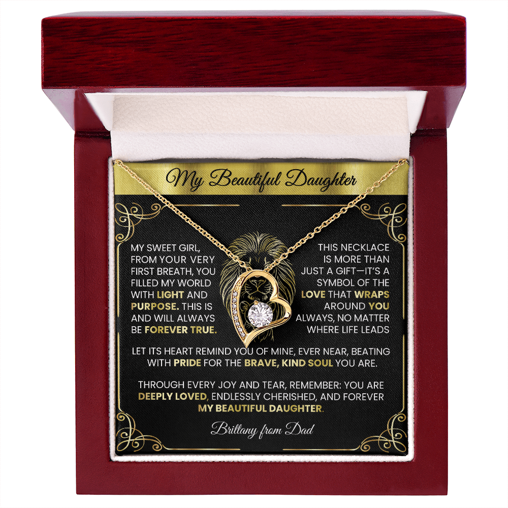 Forever Love Gold Necklace - Beautiful Heart - Shaped Pendant Gift from Dad or Mom - TheBestGiftPlace