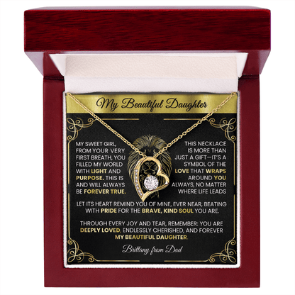 Forever Love Gold Necklace - Beautiful Heart - Shaped Pendant Gift from Dad or Mom - TheBestGiftPlace