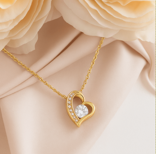 Forever Love Gold Necklace - Beautiful Heart - Shaped Pendant Gift from Dad or Mom - TheBestGiftPlace