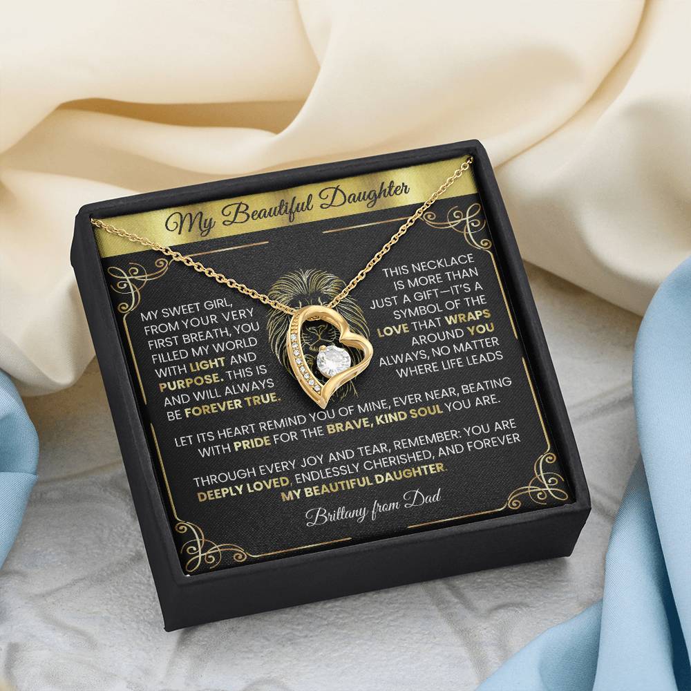 Forever Love Gold Necklace - Beautiful Heart - Shaped Pendant Gift from Dad or Mom - TheBestGiftPlace