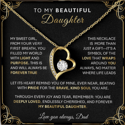 Forever Love Gold Necklace - Beautiful Heart - Shaped Pendant Gift from Dad or Mom - TheBestGiftPlace