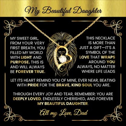 Forever Love Gold Necklace - Beautiful Heart - Shaped Pendant Gift from Dad or Mom - TheBestGiftPlace