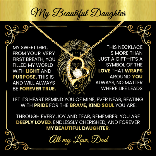 Forever Love Gold Necklace - Beautiful Heart - Shaped Pendant Gift from Dad or Mom - TheBestGiftPlace