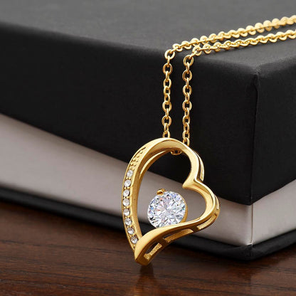 Forever Love Gold Necklace for Daughter – Heart - Shaped Pendant Gift from Dad or Mom - TheBestGiftPlace